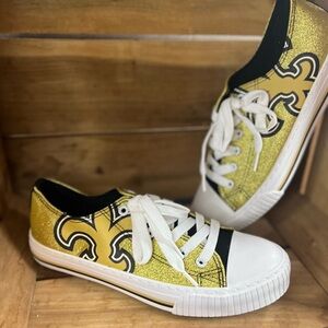 Gold and Black Sneakers with White Laces